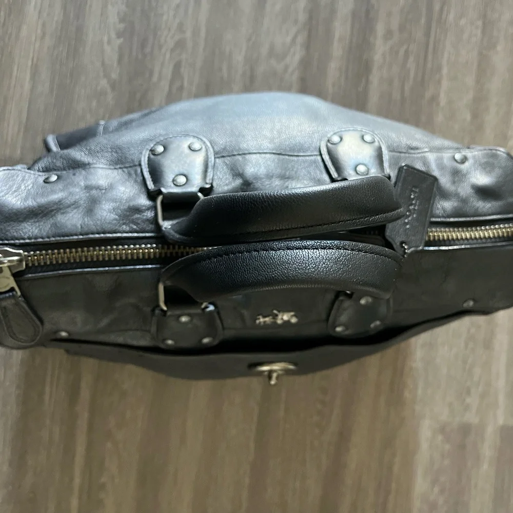 EUC!!! Coach Rhyder 1941 Collection Black Pebbled Leather Satchel Handbag - Picture 10 of 14